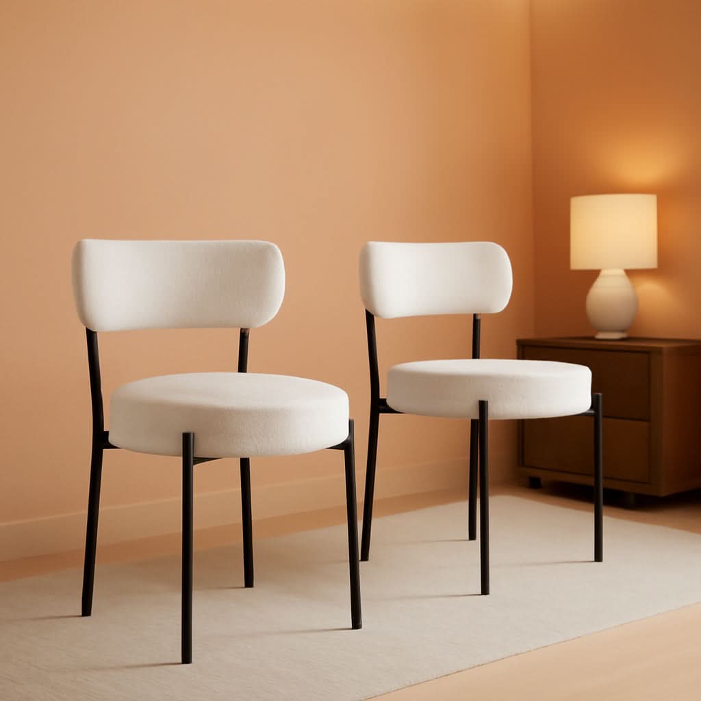 SEDIE CURVE MIKO - Boucle Beige | Set da 2 | KIGI